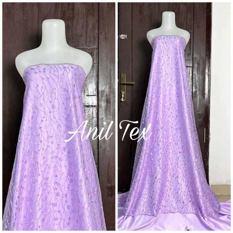 Termurah!!! bahan tille akar mutiara/bahan brokat akar mutiara/bahan kebaya (Motif Random)