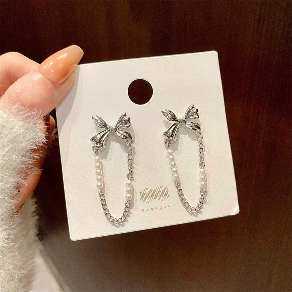 Mxbeauty Wanita Menjuntai Anting Geometris Vintage Pesta Gadis Hadiah Paduan Mutiara Kupu-Kupu Rumbai