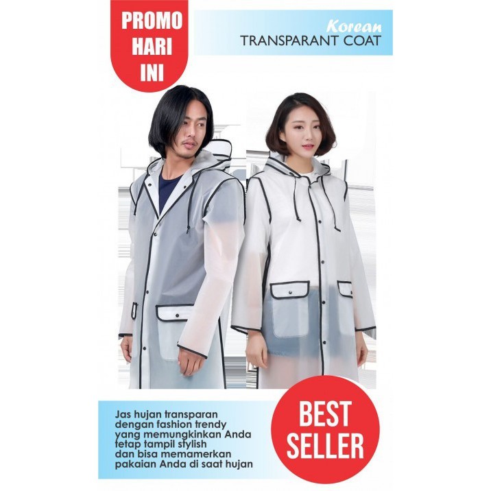 Korean Transparant Coat keren rainy coat fashion