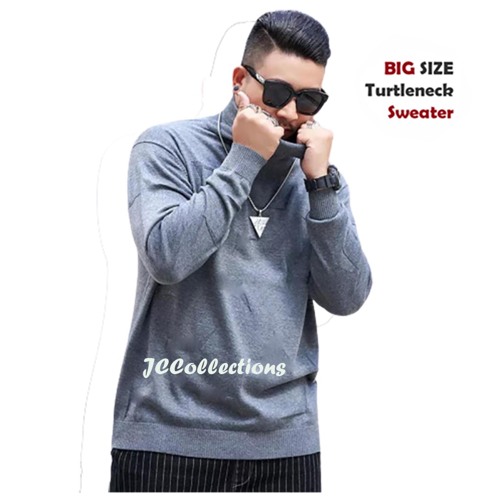 Sweater Turtleneck Big Size 3XL Pria Rajut /  Knitting Jumbo Sweater Roundhand - JCCollections-Abu Tua Big