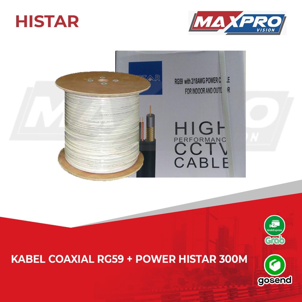 KABEL COAXIAL RG59 + POWER HISTAR 300 METER