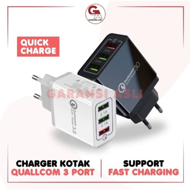 CHARGER QUALCOMM QUICK CHARGER 3.0 FAST CHARGING 3 COLOKAN TANPA KABEL