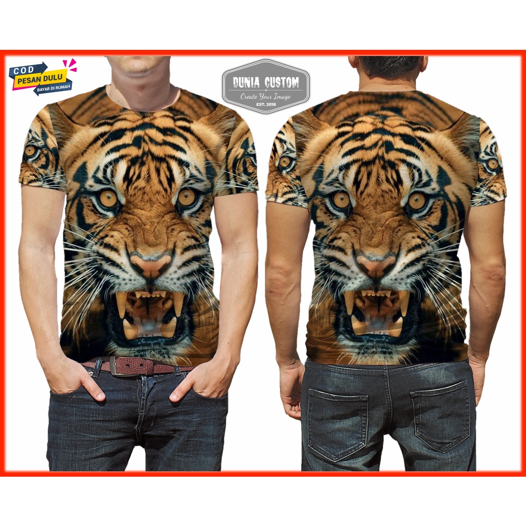 Baju gambar macan - Kaos Pria Harimau - Baju Motif Macan Terbaru - Baju Kaos Tshirt Harimau Sumatra 