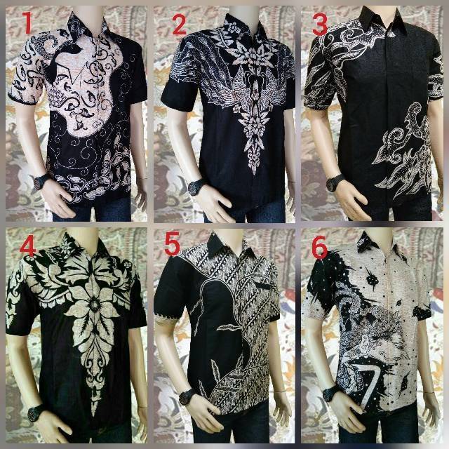 tey-17 Batik Pria ASJ SA HRB026 Kenongo Kemeja Tosca Pendek Pekalongan Padi M L Xl Sogan Tulis ::