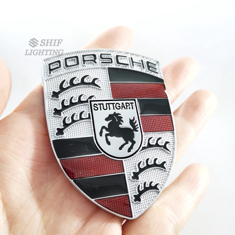 1pc Stiker Emblem Logo Kuda Porsche Bahan Metal Untuk Kap Depan Mobil Porsche