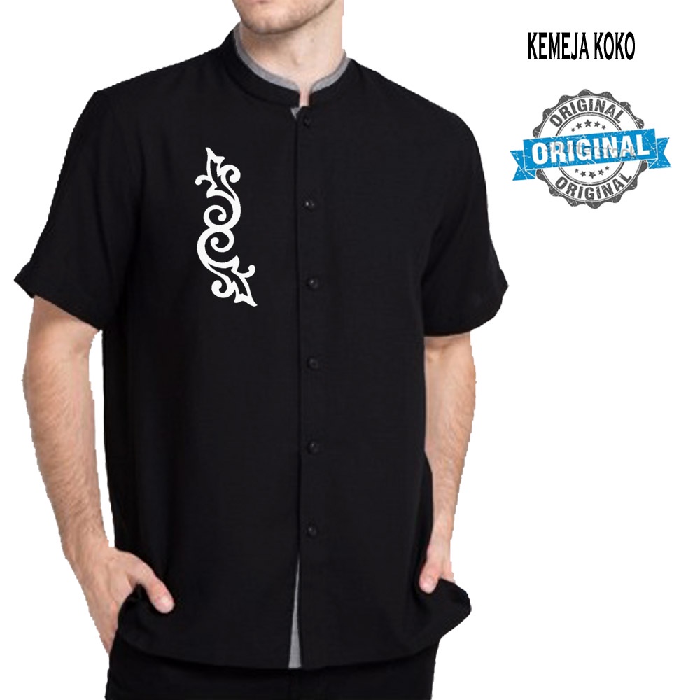 Kemeja Koko Pria Lengan Pendek Katun Linen Premium - Baju Koko pria Basic Polos - kemeja koko terbar