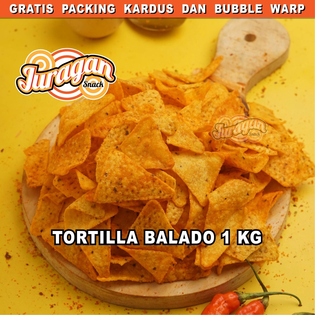 KERIPIK TORTILLA BALADO 1 KG snack kiloan makanan ringan jajanan cemilan camilan pedas asin gurih murah