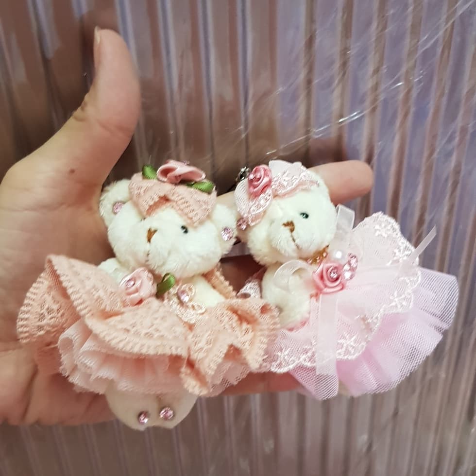 mini teddy bride doll bag charm / gantungan hp