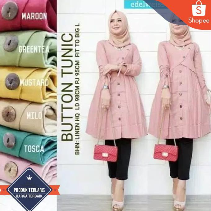 Button Tunik Baju Atasan Wanita Muslimah Tunik Model Terbaru Shopee Indonesia