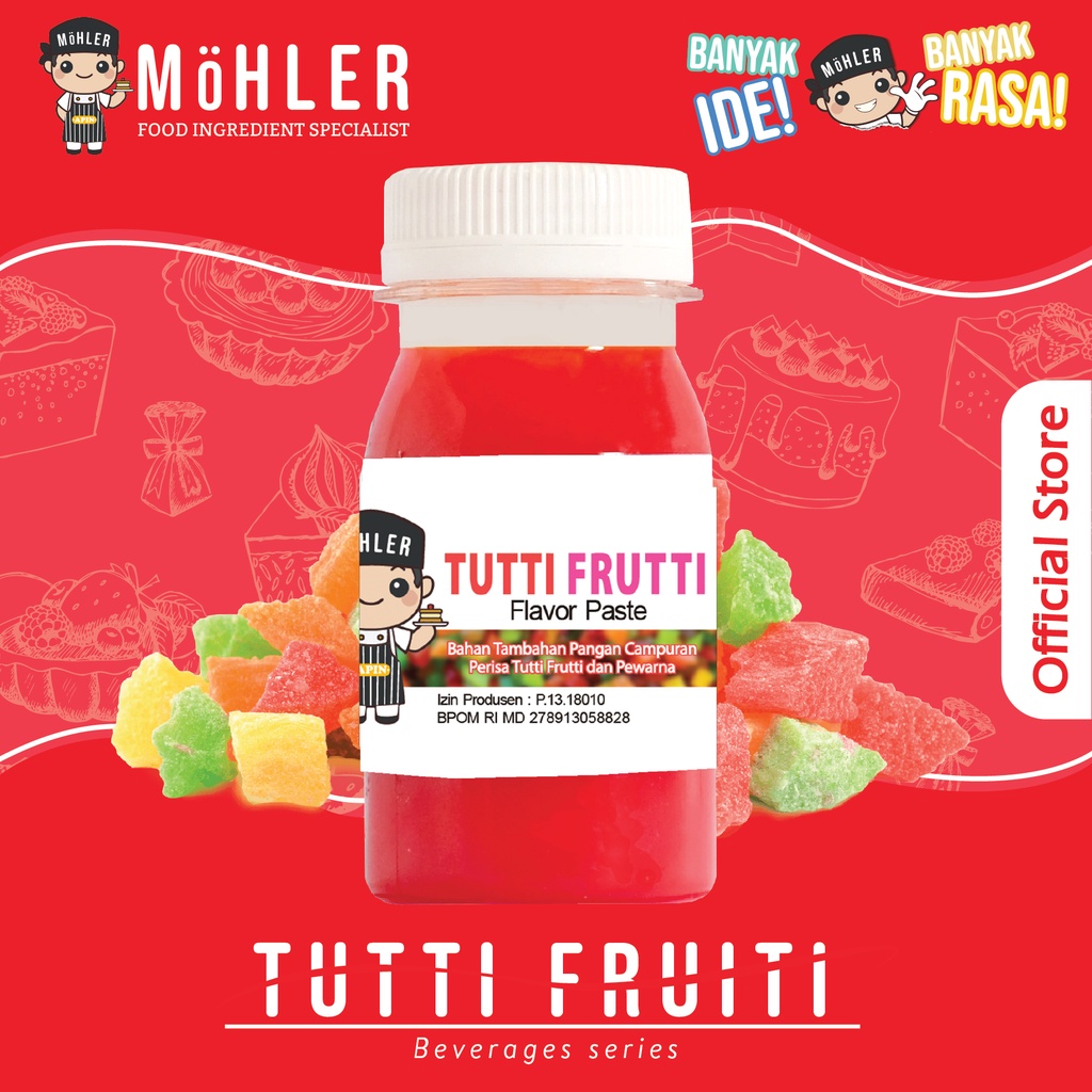 MOHLER Pasta perisa pewarna TUTTI FRUITTI (KLIK KOMBO HEMAT UNTUK  BELI 1 GRATIS 1)