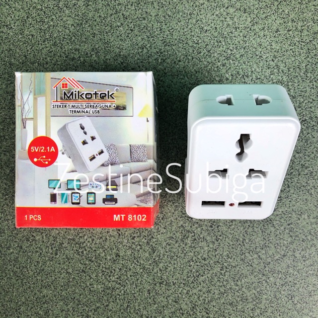 Steker T Multi Serbaguna + Terminal USB Port MT-8102 Mikotek