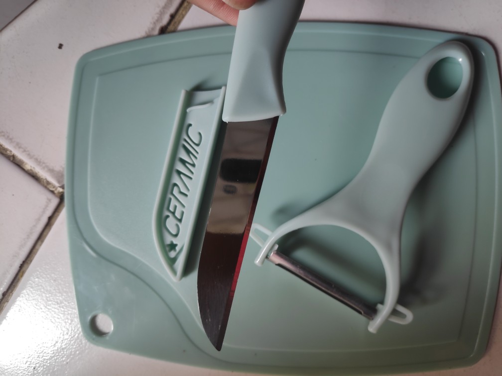 Pisau Set Keramik / 3 In 1 Pisau Set Talenan / Serutan Buah / Alat Set Dapur