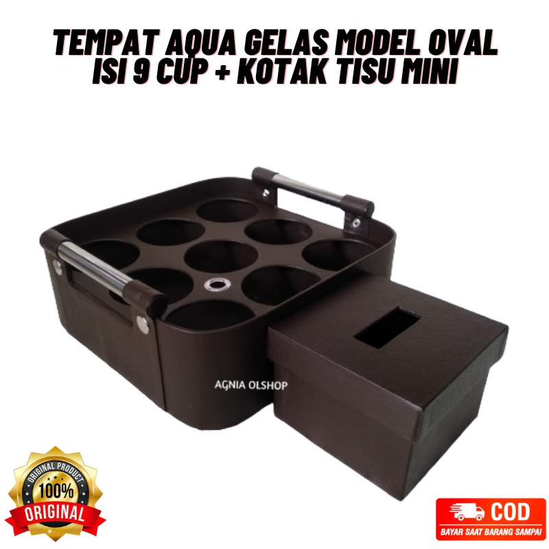 Tempat Aqua Gelas Isi 9 Cup Model Oval + Tempat Tissue Mini Keranjang Air Mineral Gelas