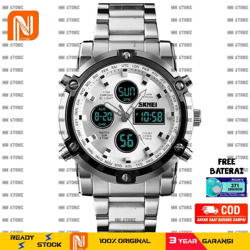 [ !!BEST SELLER!! ] SKMEI 1389 Jam Tangan Pria Digital Analog - Jam Tangan Pria Keren Kekinian - Tali Stenlis