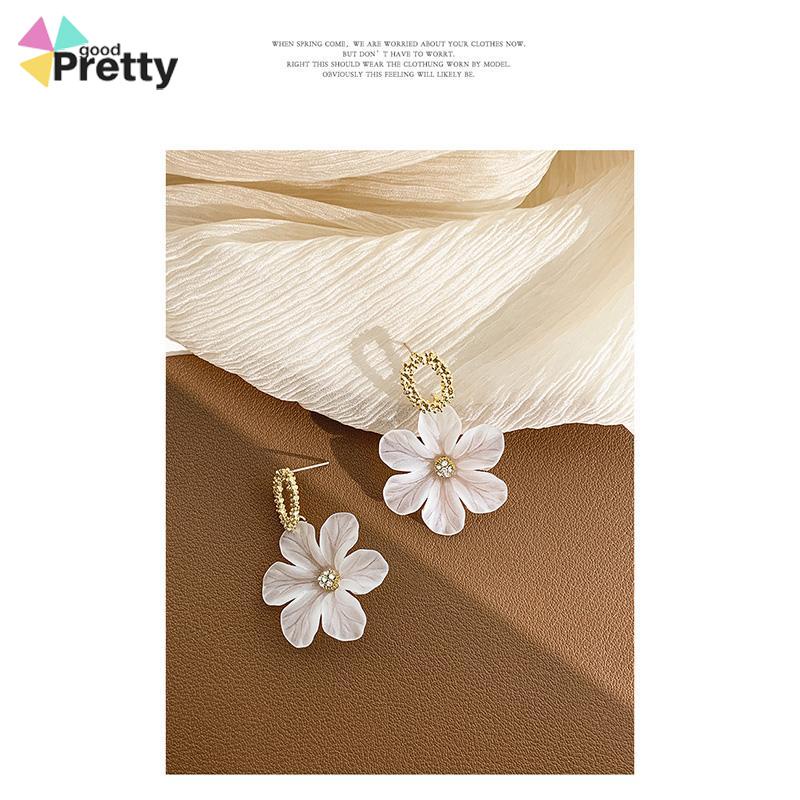 S925 Silver Needle Flower Shape Gaya Segar Anting Pejantan Cocok untuk Wanita - PD