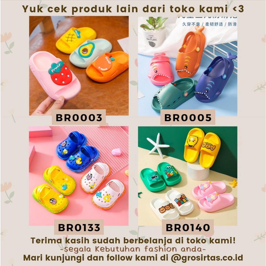 CUCI GUDANG GROSIRTAS LV0133 Sandal Slip Anak Import Sticker Bebek / Sandal Kodok Anti Slip