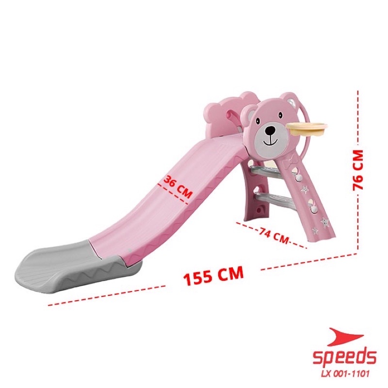 SPEEDS Perosotan Anak Mainan Seluncuran Anak Free Ring Basket Prosotan Anak Karakter-1101 pink