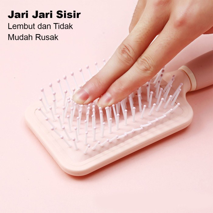 Sisir Rambut Cushion Pijat Kepala Anti kusut Hair Brush Comb Pink Cat