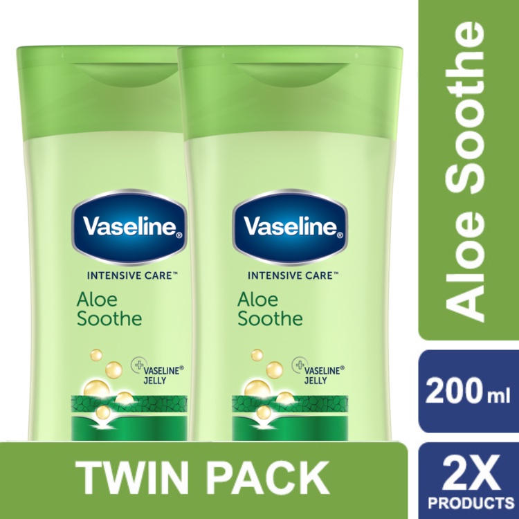 Vaseline Lotion Intensive Care Aloe Soothe 200ml Twin Pack