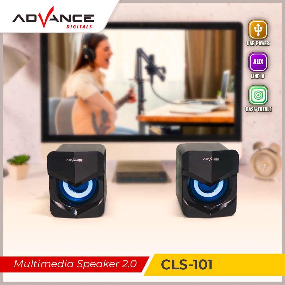 Advance Speaker Komputer Gaming USB Audio Super Bass LED CLS101 Garansi 1 Tahun