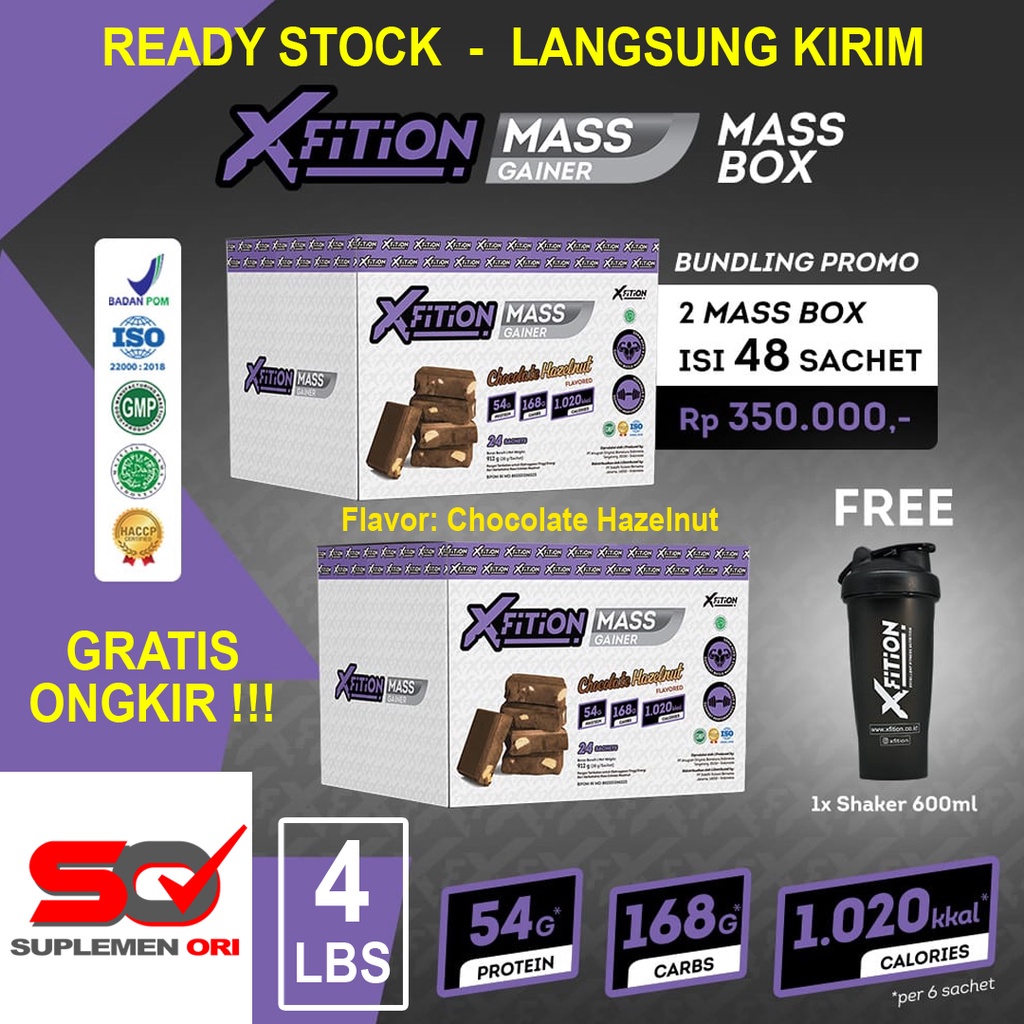 XFition Mass Gainer 4 Lbs HALAL BPOM Xfition Gainer 4 Lb isi 48 sachet 1824 gram Susu Mass Gainer XF