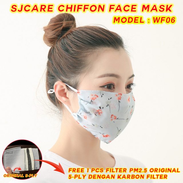 Chiffon Fashion Face Mask Breathable Masker Kain BONUS FILTER PM2.5 - WF06