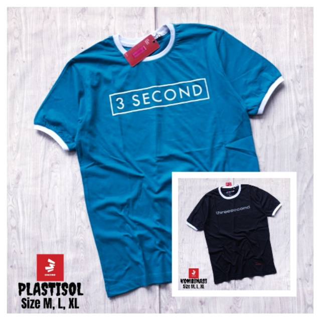 KAOS 3SECOND THREESECOND KOMBINASI LENGAN PENDEK WARNA BIRU DAN HITAM