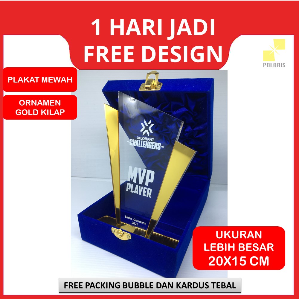 20x15CM PLAKAT AKRILIK MEWAH EDITION+ BOX MURAH - CUSTOM PLAKAT PIALA AKRILIK GOLD TROPHY VANDEL ACRYLIC - PLAKAT WISUDA KADO ANNIVERSARY PIALA PENGHARGAAN