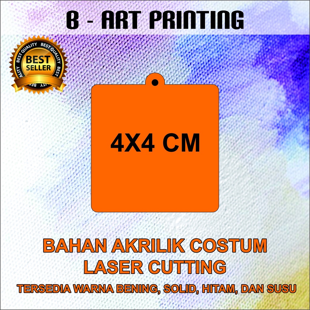 Acrylic Akrilik Bahan Gantungan Kunci Persegi Polos Uk.4 x 4 cm laser cutting 2mm