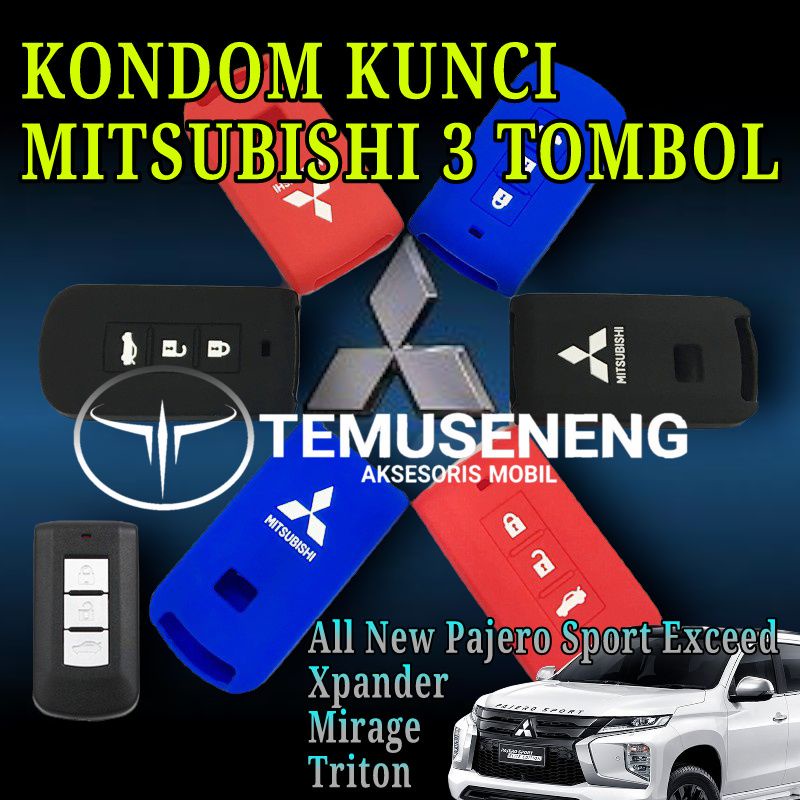 Kondom Kunci Mobil Cover Remot Sarung Kunci Silikon Mitsubishi Xpander Pajero Mirage Triton 3 Tombol