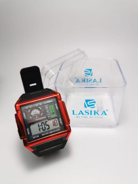 Jam tangan sporty digital pria rubber tahan air lasika