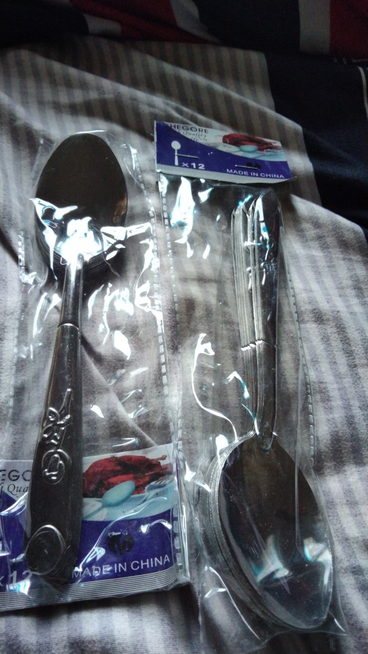 12pcs Sendok Makan Stainless Motif Bunga Mawar