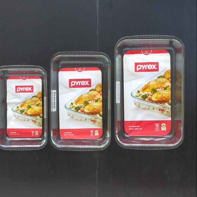 PYREX BAKEWARE WADAH PERSEGI  PANJANG  SET 3 UKURAN  PX 