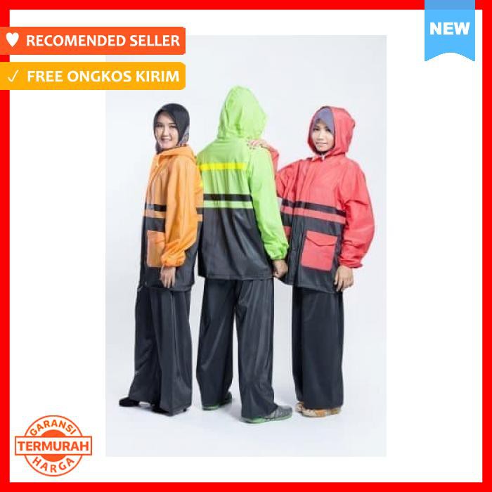 Jas Hujan Jaket Celana Kombinasi Orange