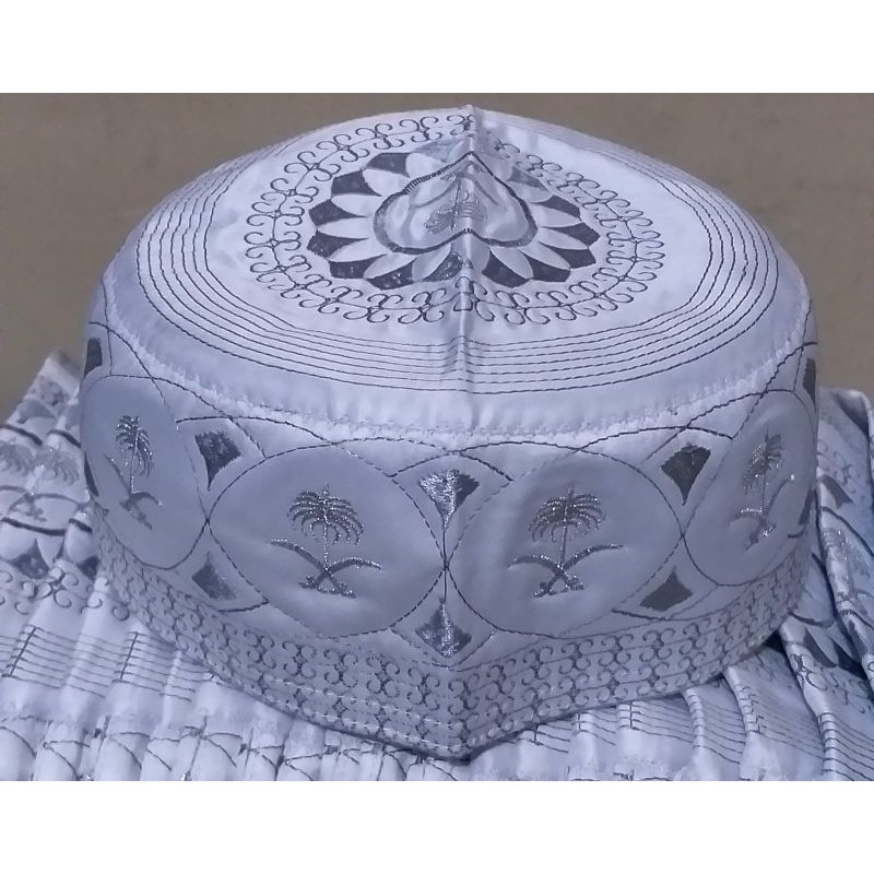 KOPIAH HAJI MADINAH MOTIF POHON KURMA FULL BORDIR PREMIUM
