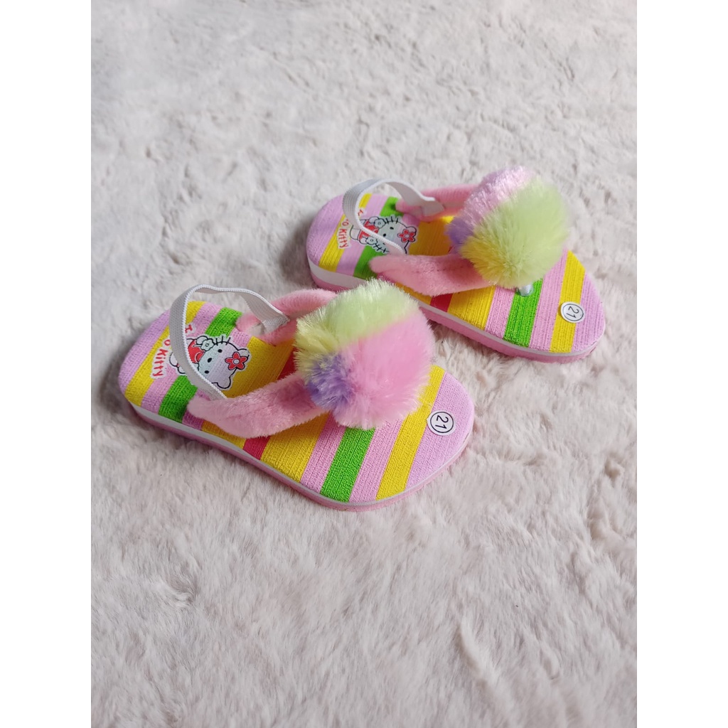 Sandal baby pompom pelangi