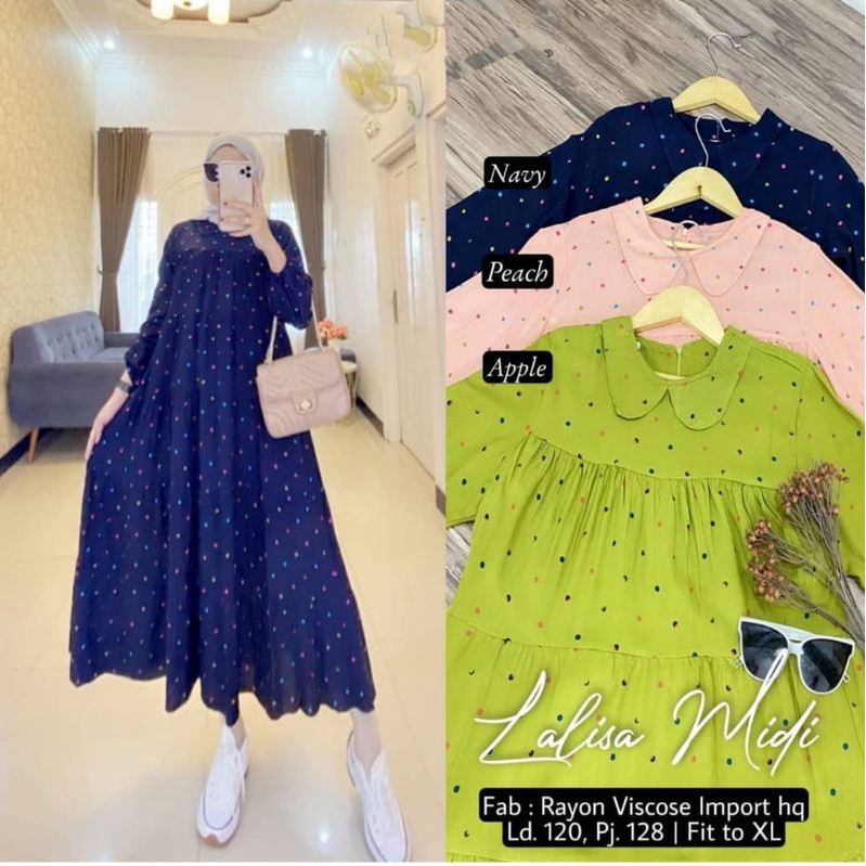 Maxi dress bahan rayon viscose import ukuran allsize ld 115