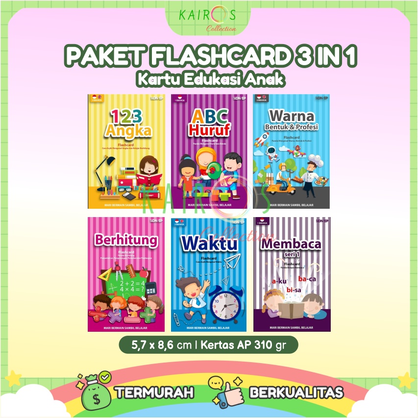 Paket Hemat Flashcard Kartu Belajar Anak 3in1