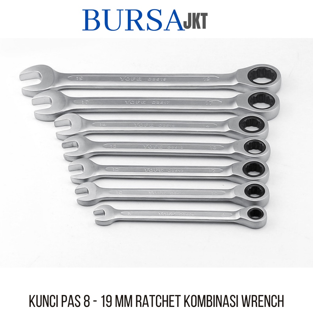 KUNCI RING PAS RATCHET KOMBINASI 2IN1 CHROME VANADIUM HAND TOOL 7IN1 MODEL SUSUN PLASTIK