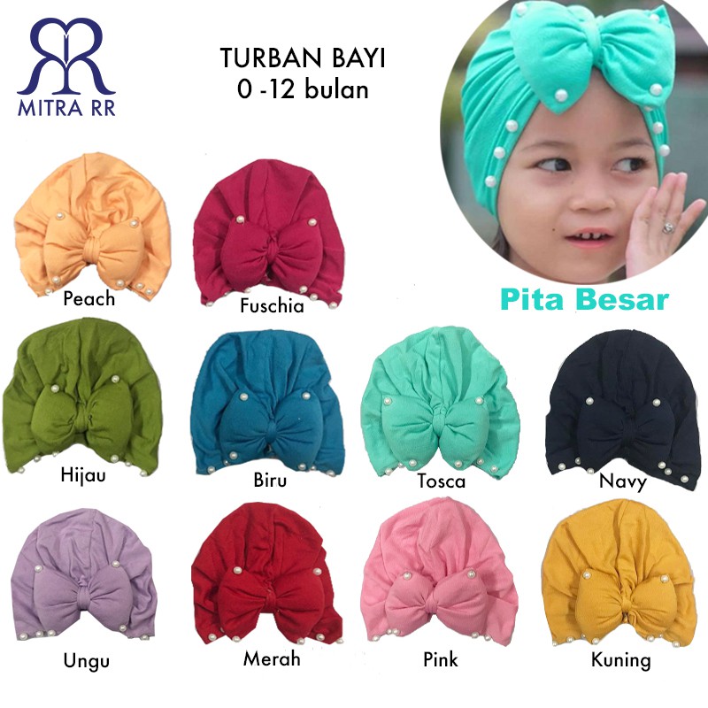 Turban Bayi / Turban Anak ( 0-3 tahun ) Headwrap Baby Renda Pompom Pita Pearl Bunga Spandex Newborn