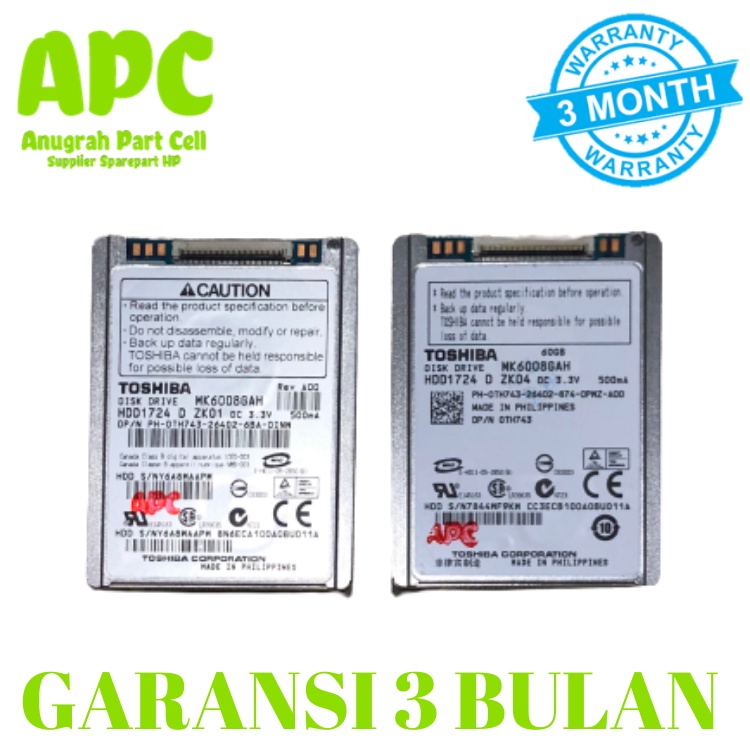 HDD Hardisk 1.8 inci 60 Gb iPOD CLASSIC Handycam Mac