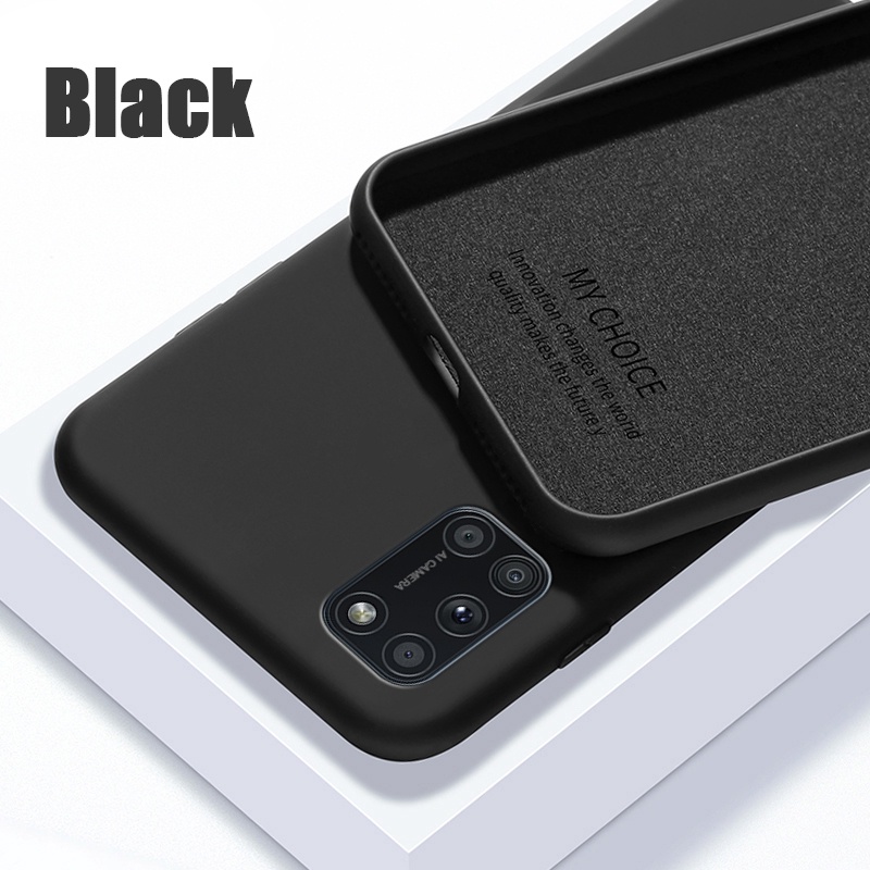 OPPO A16 A54 A15 A15S A53 2020 A92 OPPO A52 A53 A5S A12 A7 Case Liquid Silicone Anti-Slip Shockproof Phone Cover-black