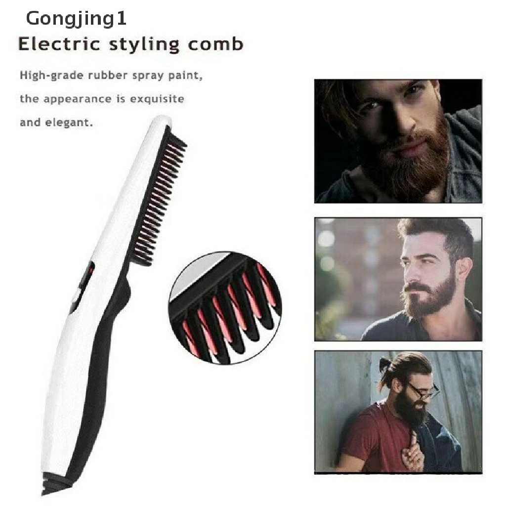 Gongjing1 Sisir Pelurus Jenggot Elektrik Cepat Panas Untuk Pria