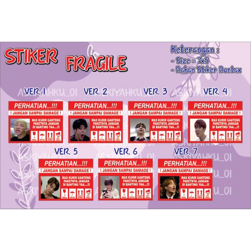 

STIKER FRAGILE / STIKER JANGAN SAMPAI DAMAGE MEME BTS PART1