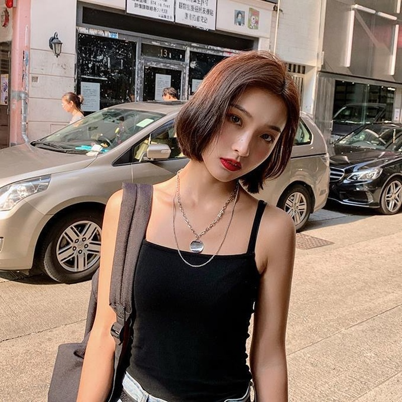 Kalung Rantai Klavikula Liontin Lingkaran Bahan Alloy Lapis Ganda Warna Emas Perak Gaya Hip Hop Untuk Wanita