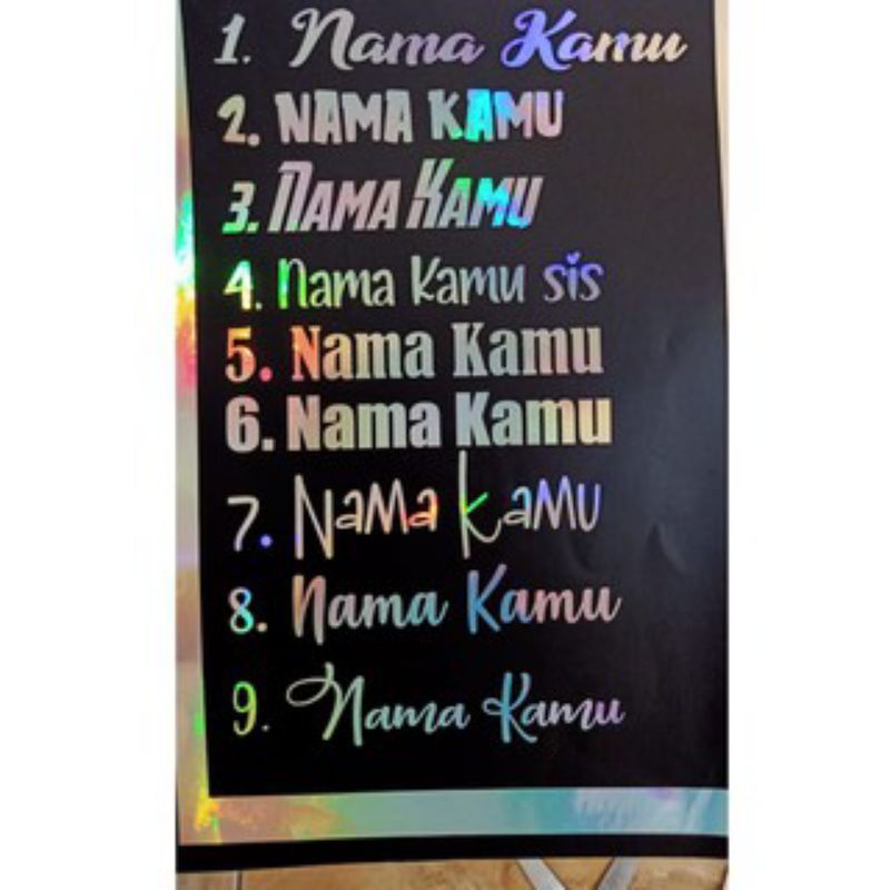 Desain stiker Nama sendiri / Custom Nama / Sticker cutting