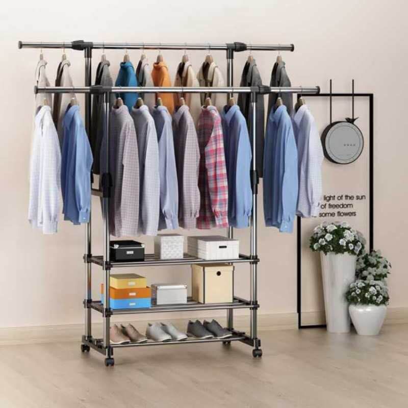 Jual (3KG) TRIPLE STAND HANGER /STANDING HANGER/GANTUNGAN BAJU/HANGER