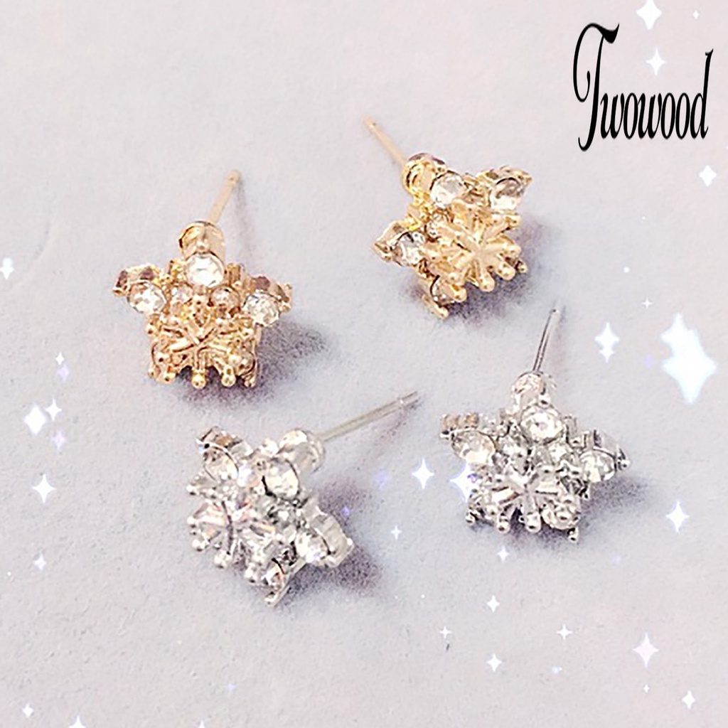 Anting Stud Bentuk Bunga Lima Kelopak Bahan Alloy Untuk Kencan