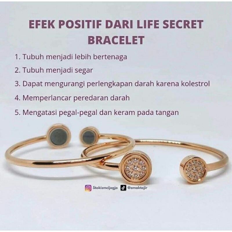 MCI Gelang Kesehatan Life Secret Bracelet Original MCI/Rose Gold