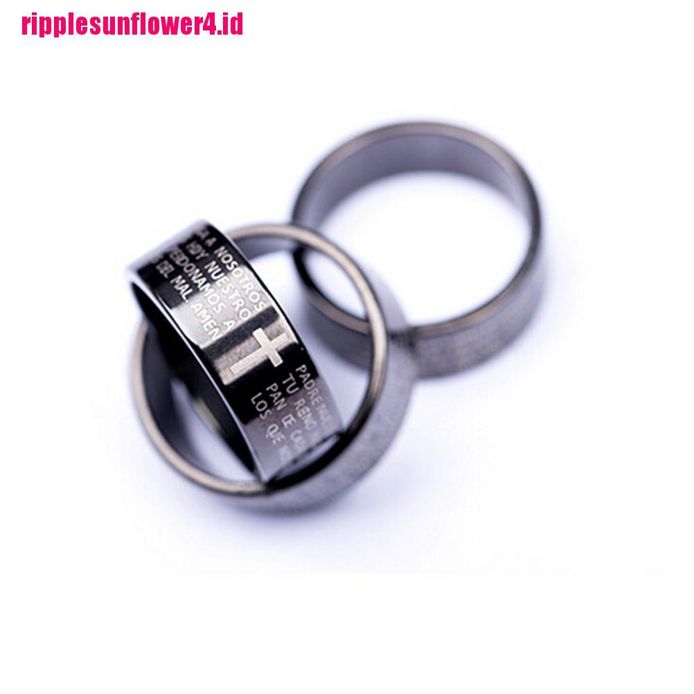 1pc Cincin Bahan Titanium steel Desain Salib Untuk Pria / Wanita